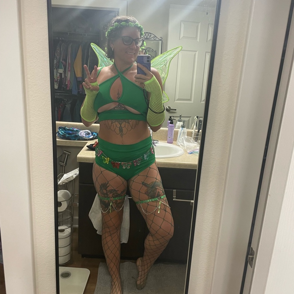 iHeartRaves Green Fairy festival costume with Wings